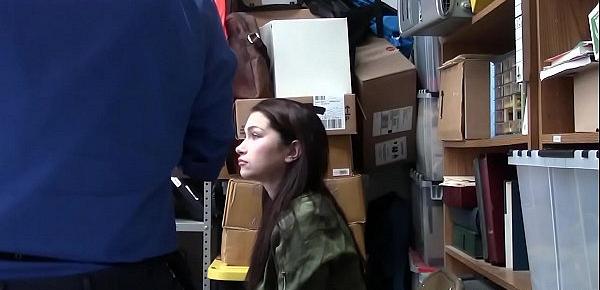  Hot body teen shoplifter caught and fucked by security
